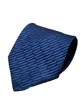 Charvet Tie 100% Silk Textured Woven Blue Made in France 4"
